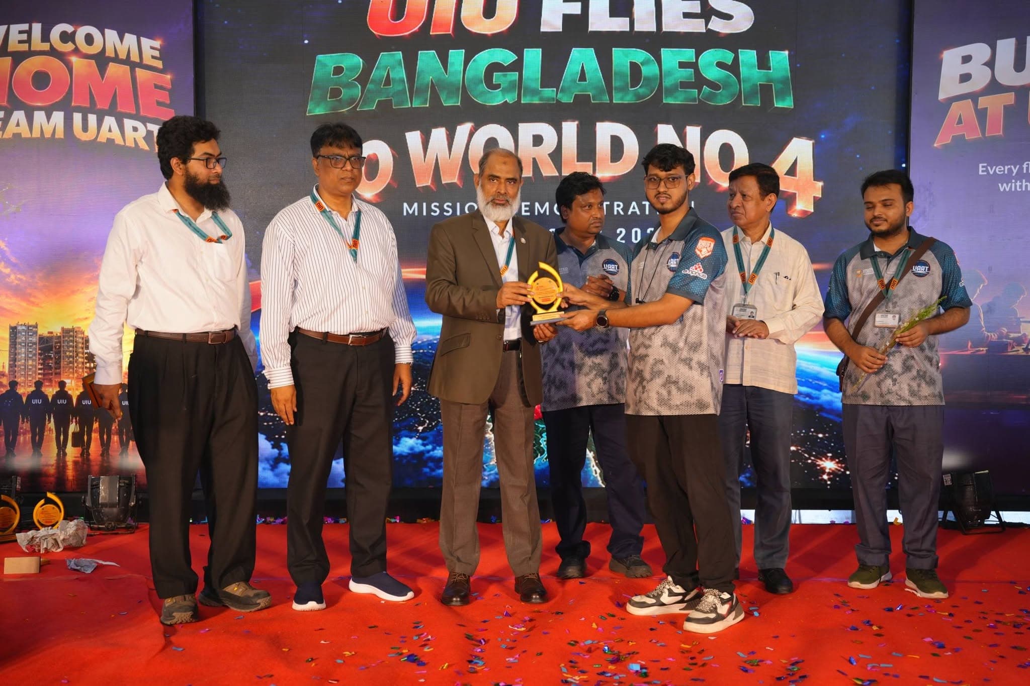 UIU UAV team member receiving the SUAS 2026 World Rank 4 award