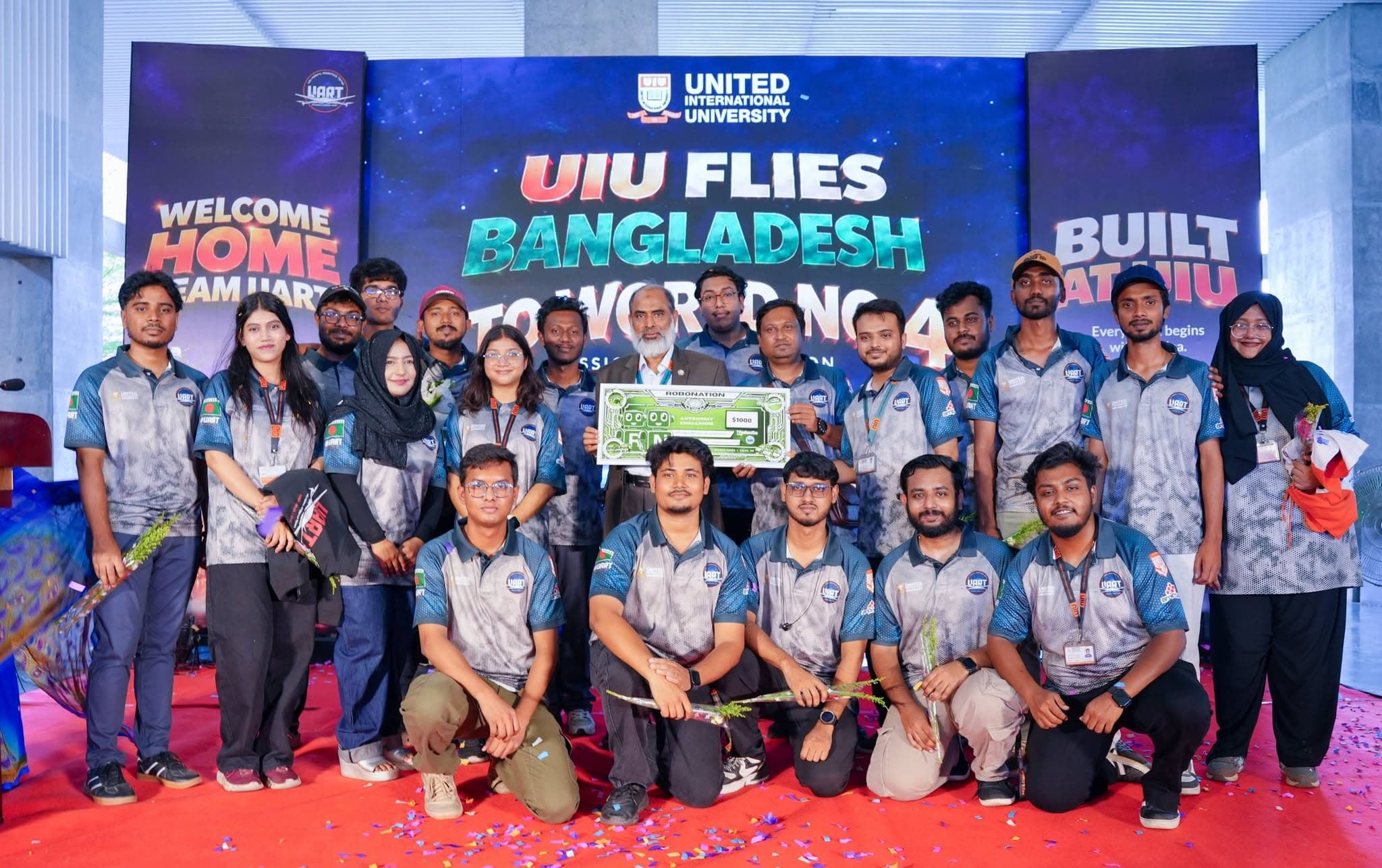 UIU UAV team celebrating its World Rank 4 result